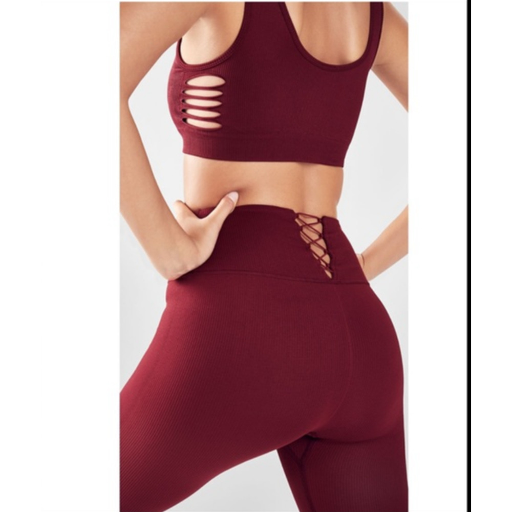 Fabletics High Waisted Seamless Rib Leggings NEW
